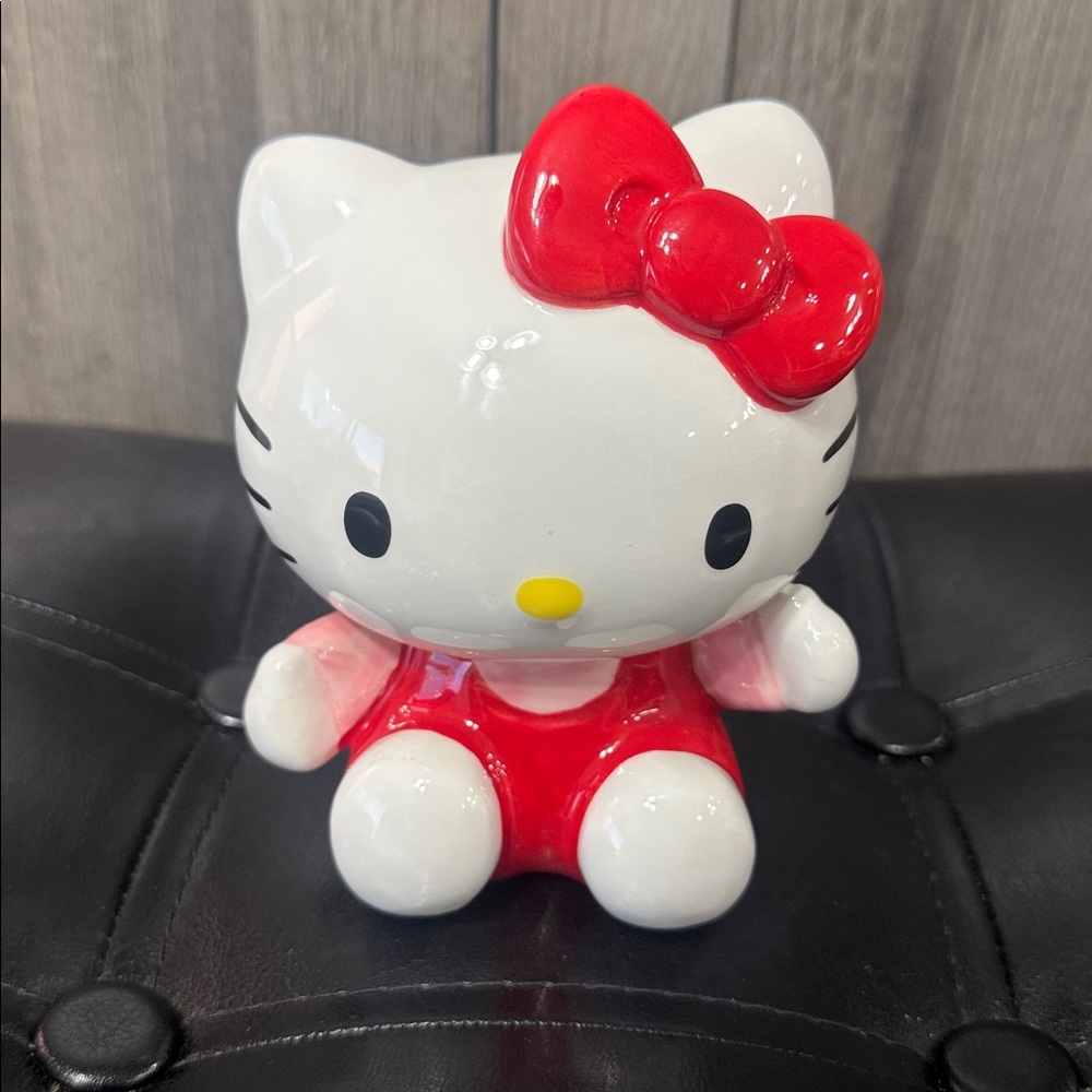 New Blue Sky Clayworks Hello Kitty Waving Sitting In Red & Pink Ceramic Goldminc